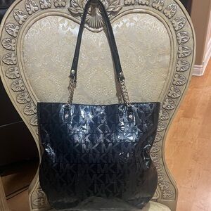 Michael Kors Shiny Black Logo Tote